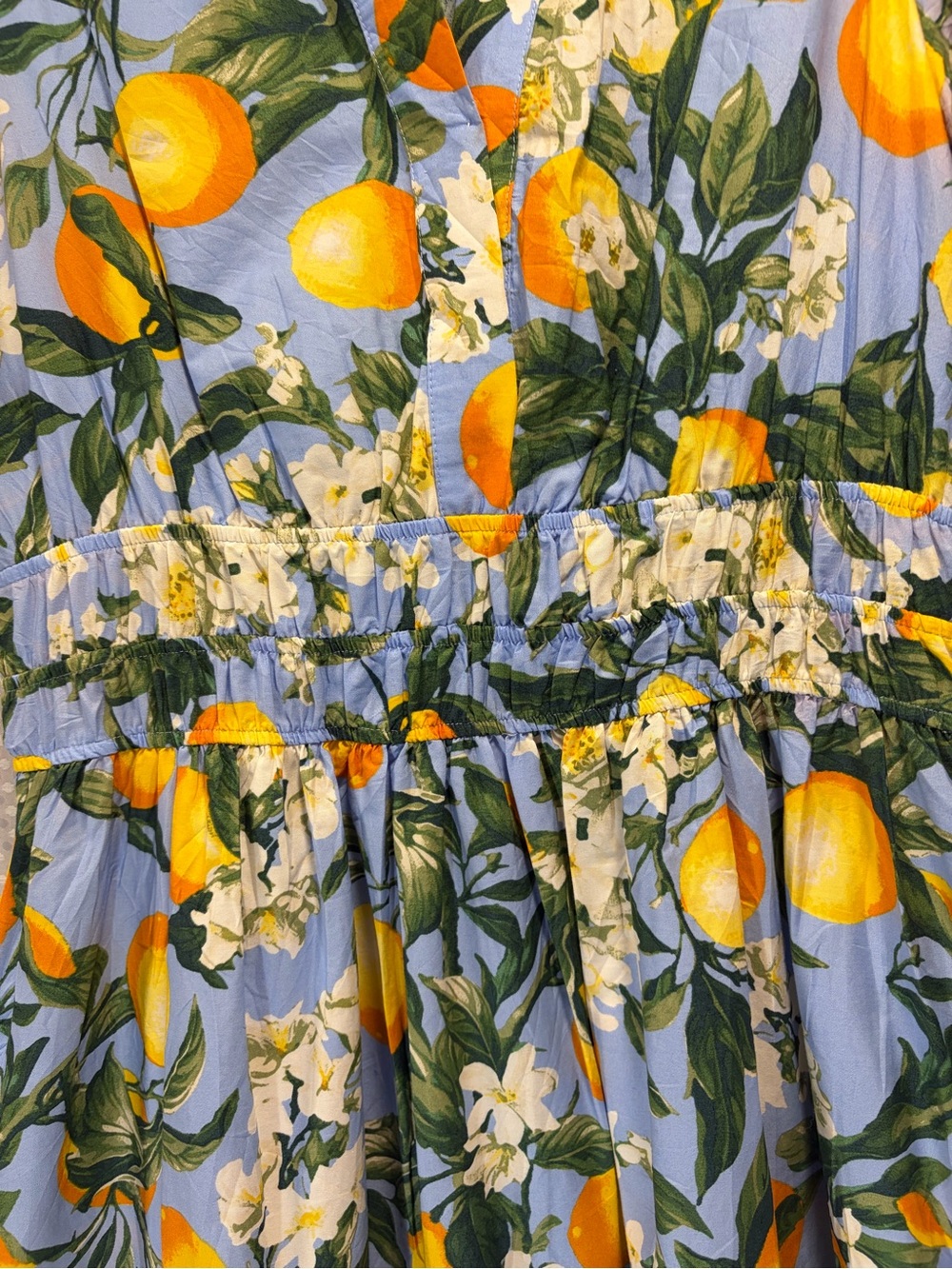 Anthropologie Blue Lemon-Print Button midi dress - Picture 3 of 12